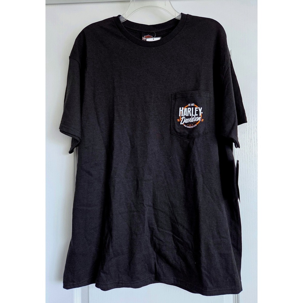 Harley-Davidson Black Pocket Graphic T-Shirt Mens Sz XL Short Sleeve Crewneck